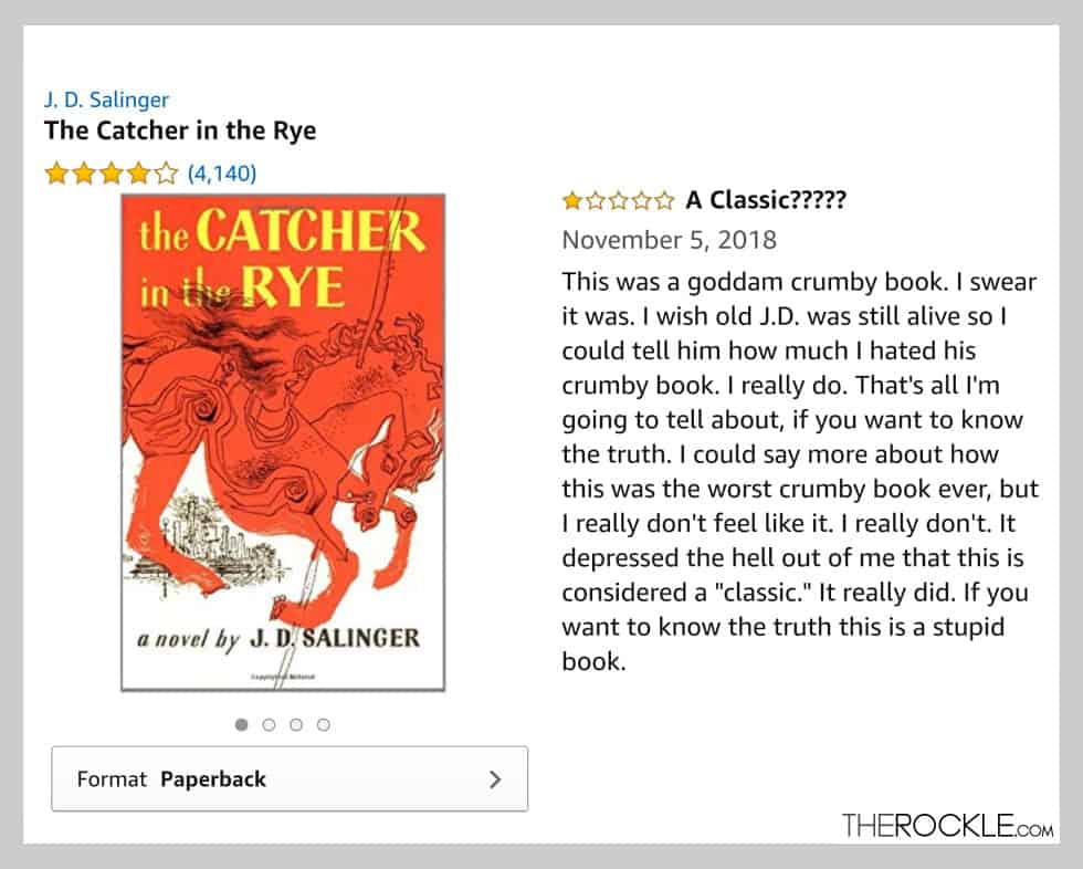 Funny Amazon one-star Reviews for classic books: J.D. Salinger - The Catcher in the Rye