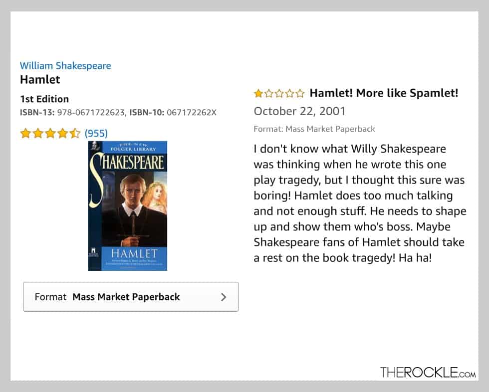 Funny Amazon Reviews for classic books: William Shakespeare - Hamlet