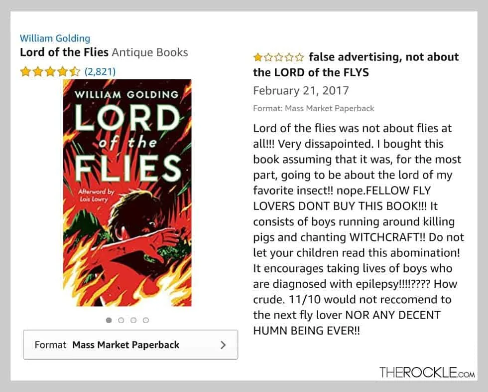 Funny Amazon one-star reviews for classic books: William Golding - Lord of the Flies