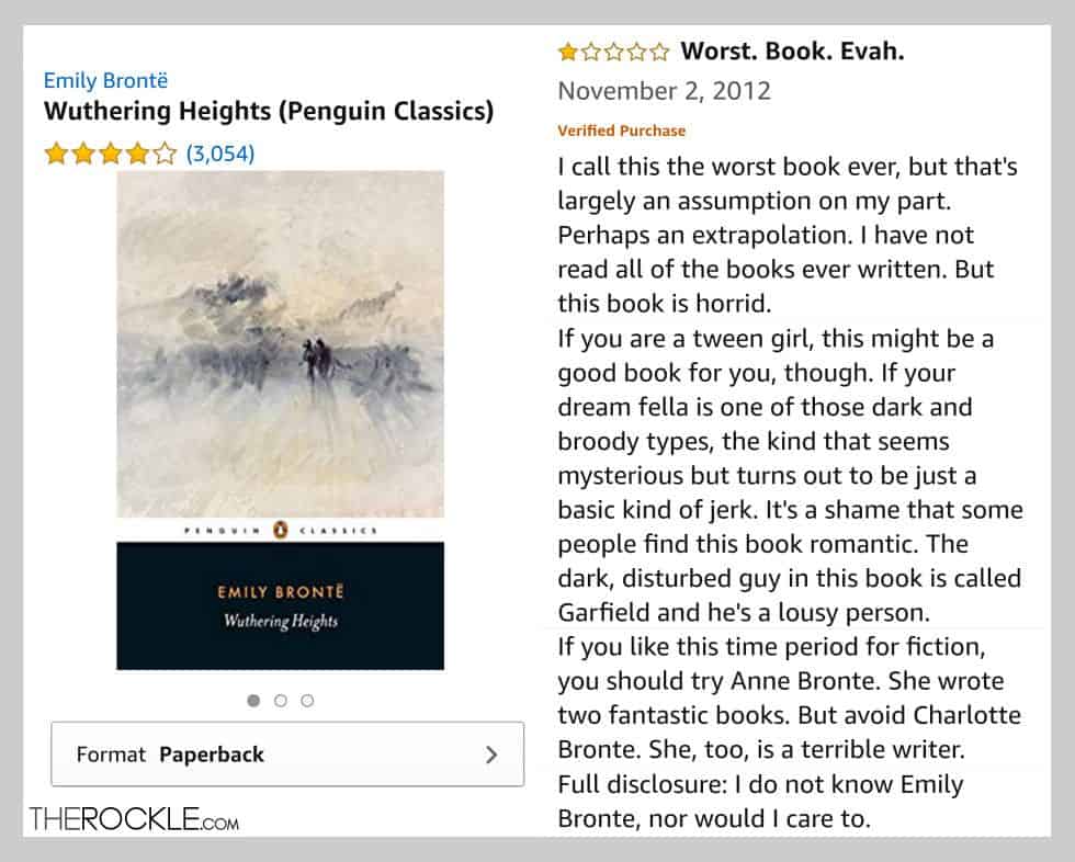 Funny Amazon reviews for classic books: Emily Bronte - Wuthering Heights