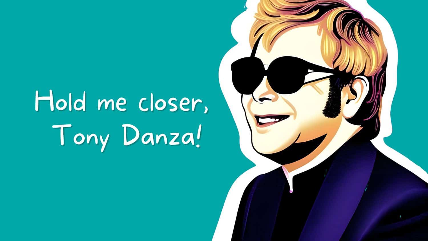 Drawing of Elton John and a misheard lyric from his song Tiny Dancer