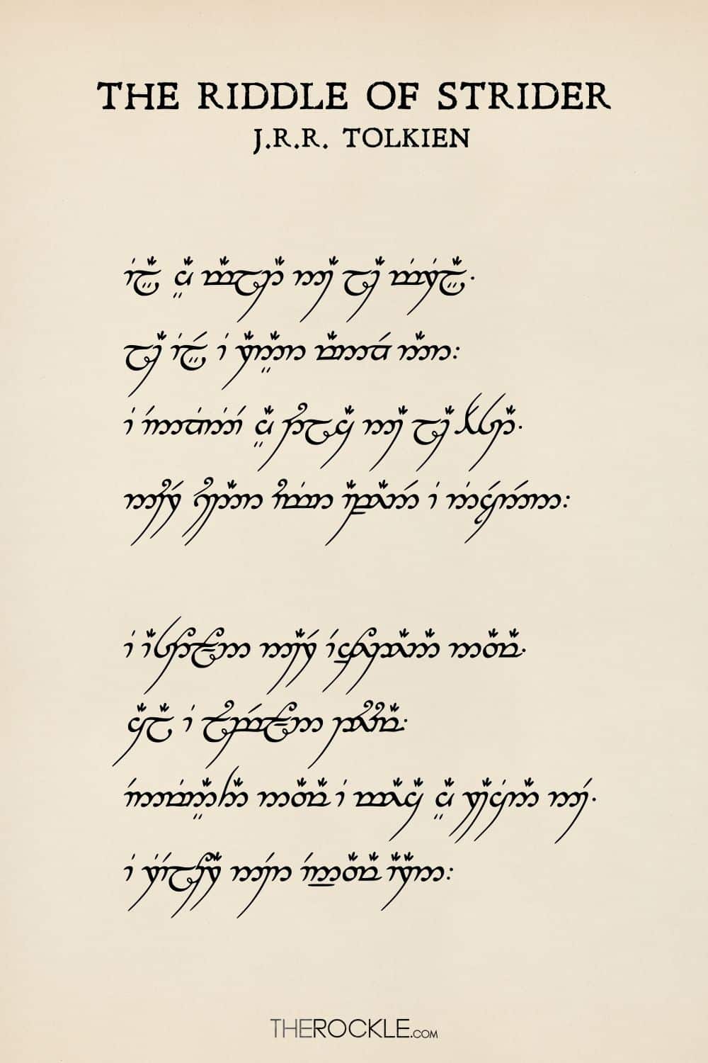 Tolkien's poem The Riddle of Strider on Quenya fictional language