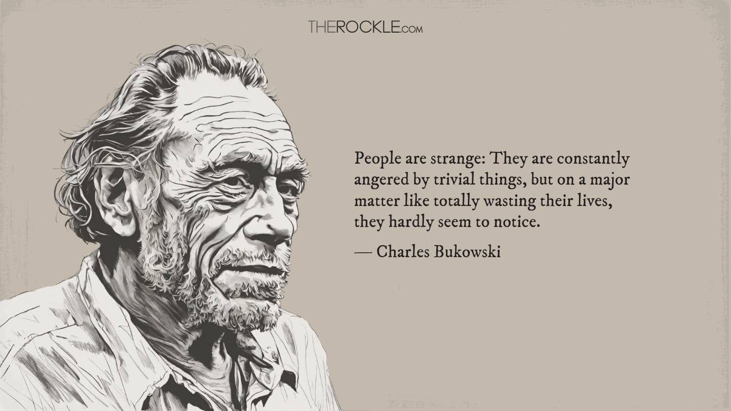 Charles Bukowski drawing and quote