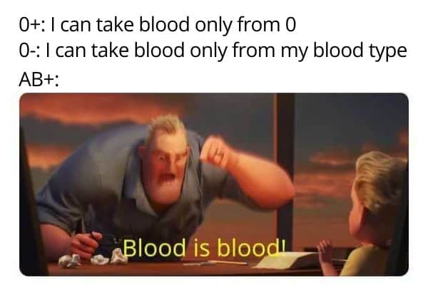 AB+ blood type science meme