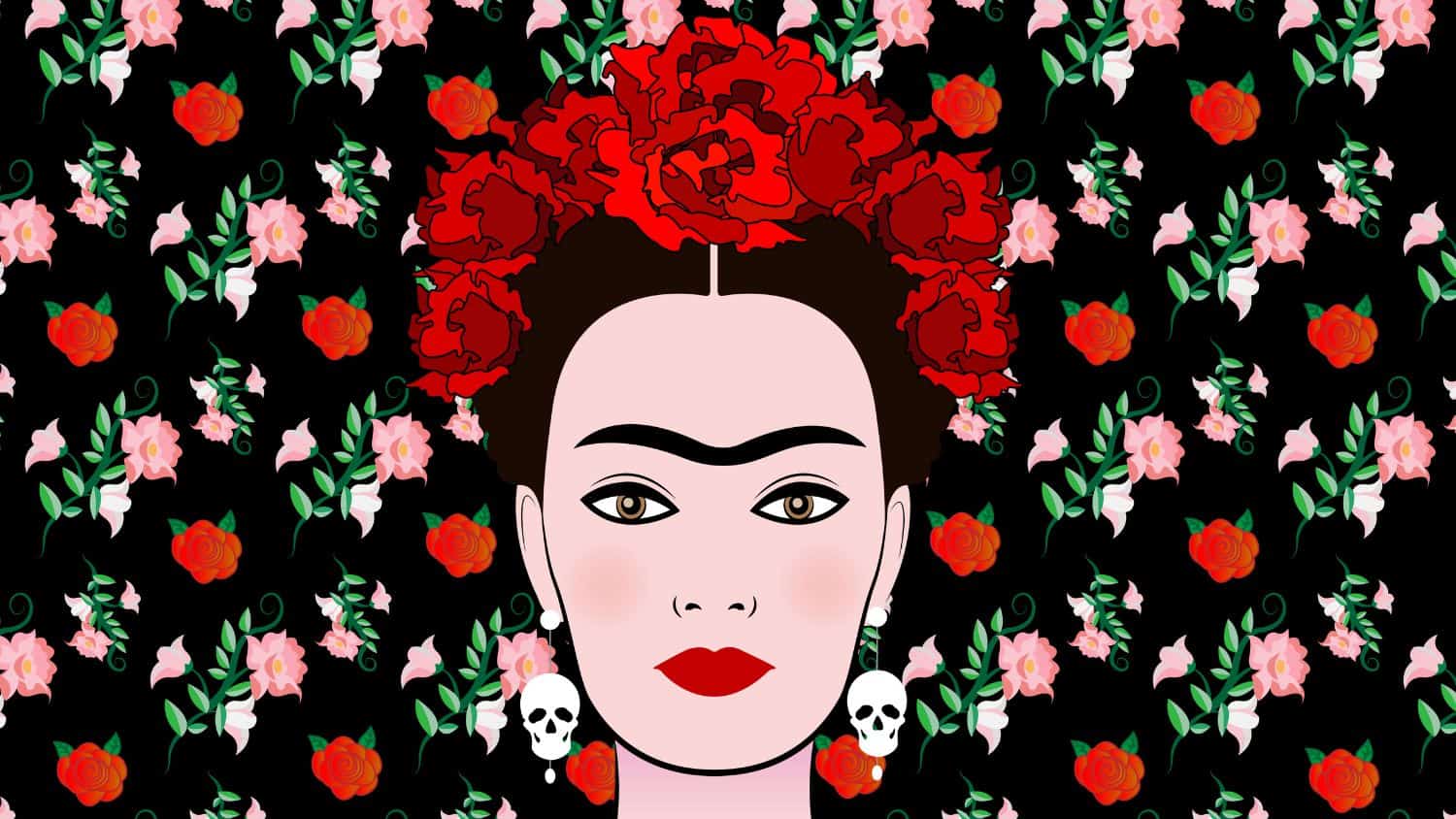 Illustrated portrait of Frida Kahlo
