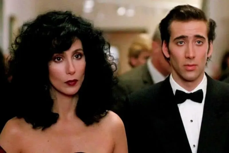 Cher and Nicolas Cage as Loretta and Ronny in Moonstruck, 80s rom com