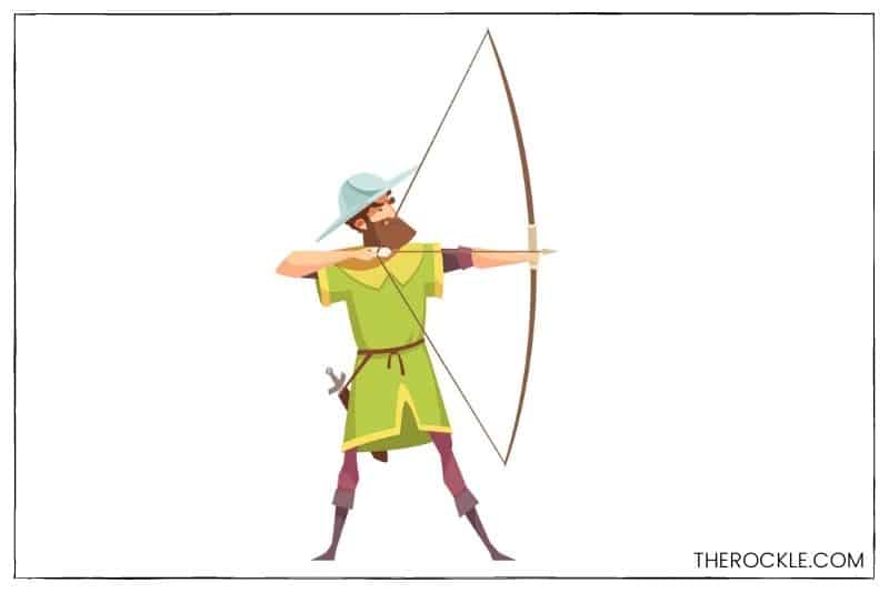 Robin Hood with bow an arrow illustration