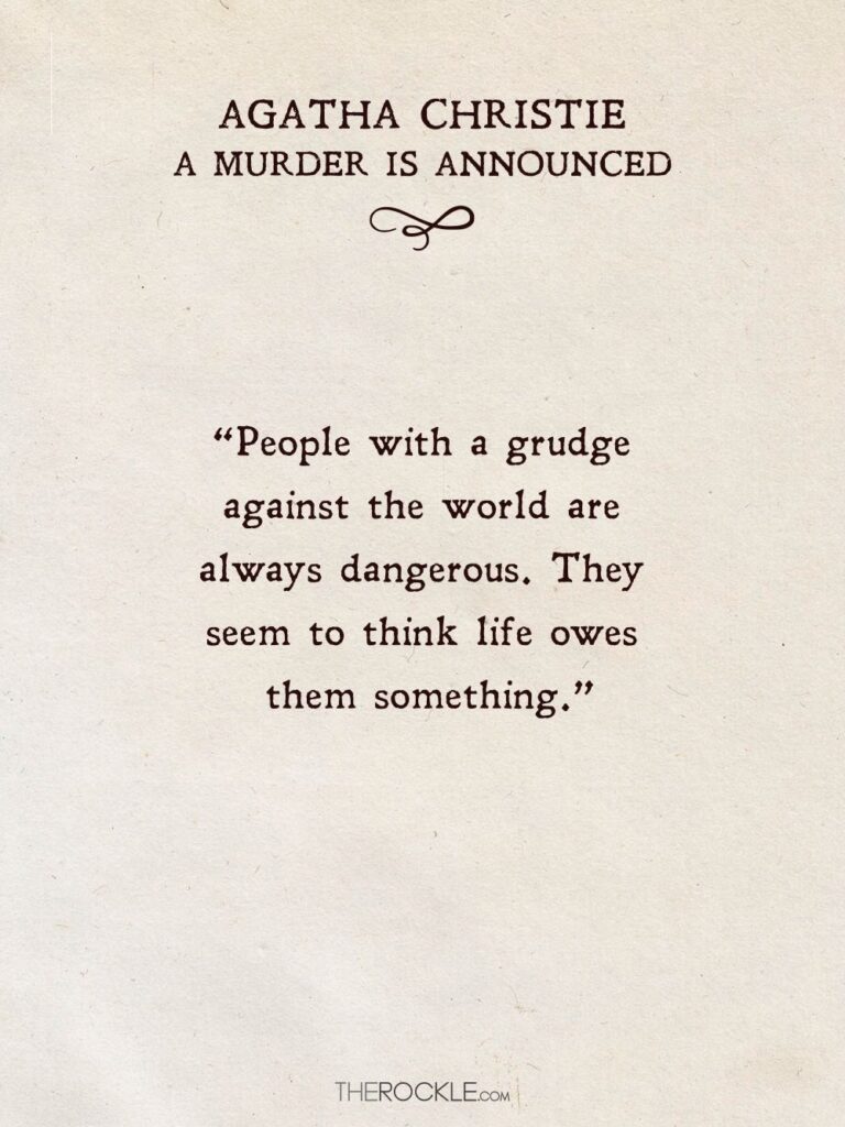 Agatha Christie quote from 'A Murder is Announced' about the thrill of mysteries