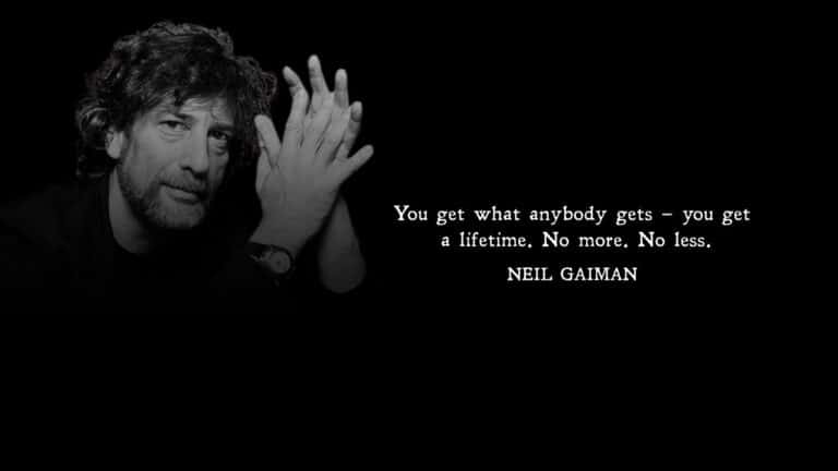 Neil Gaiman portrait and quote