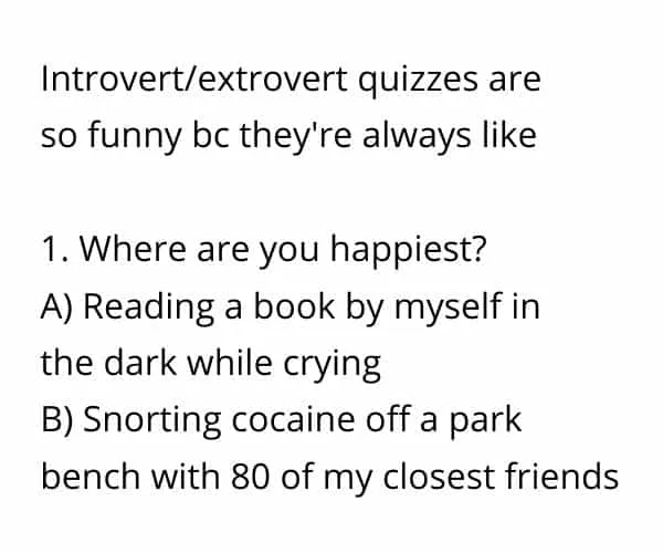 introvert/extrovert quizzes meme