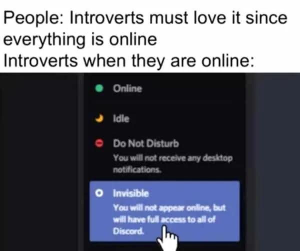 Introverts online meme