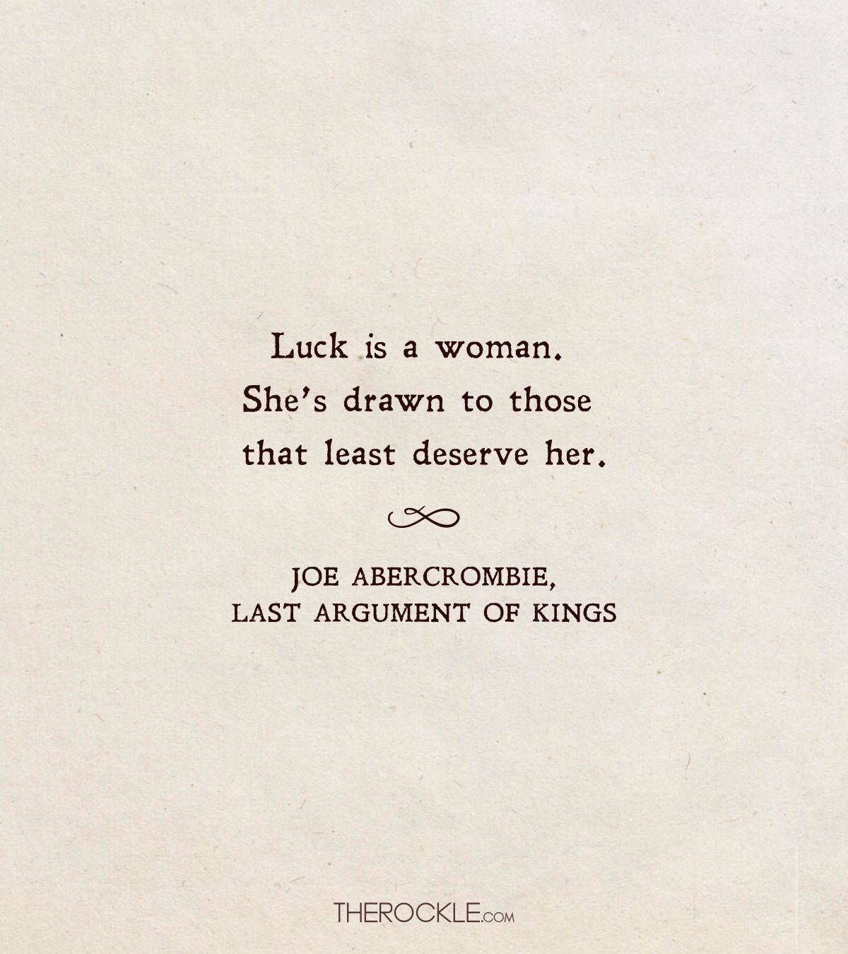 Joe Abercrombie's witty quote on luck