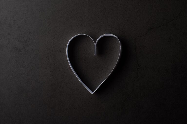 Paper heart on a dark background