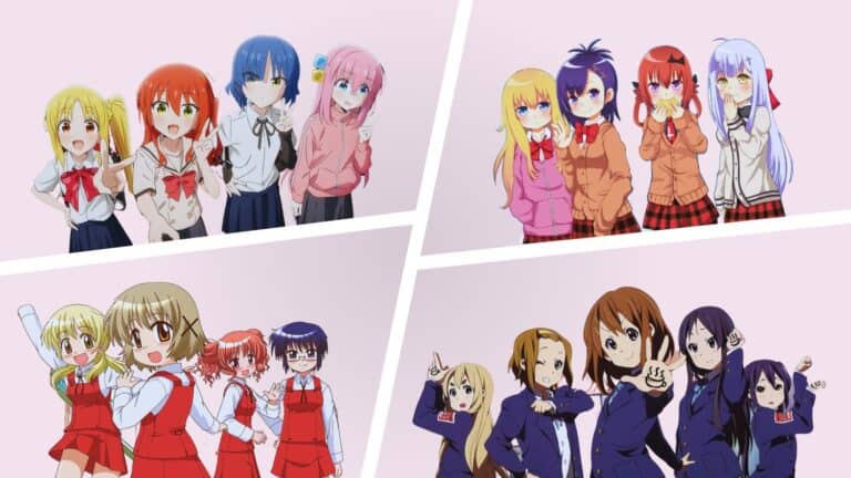 collage of protagonists from the best CGDCT anime