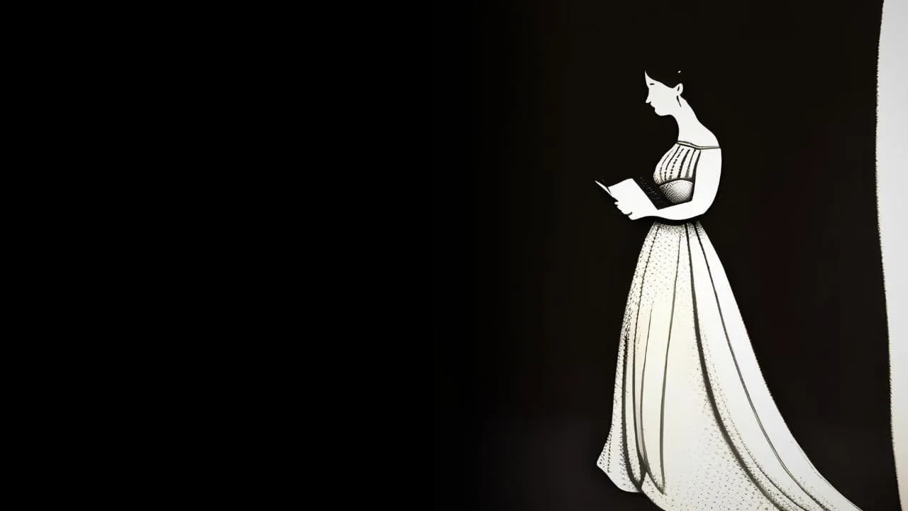 Drawing of Mary Shelley reading
