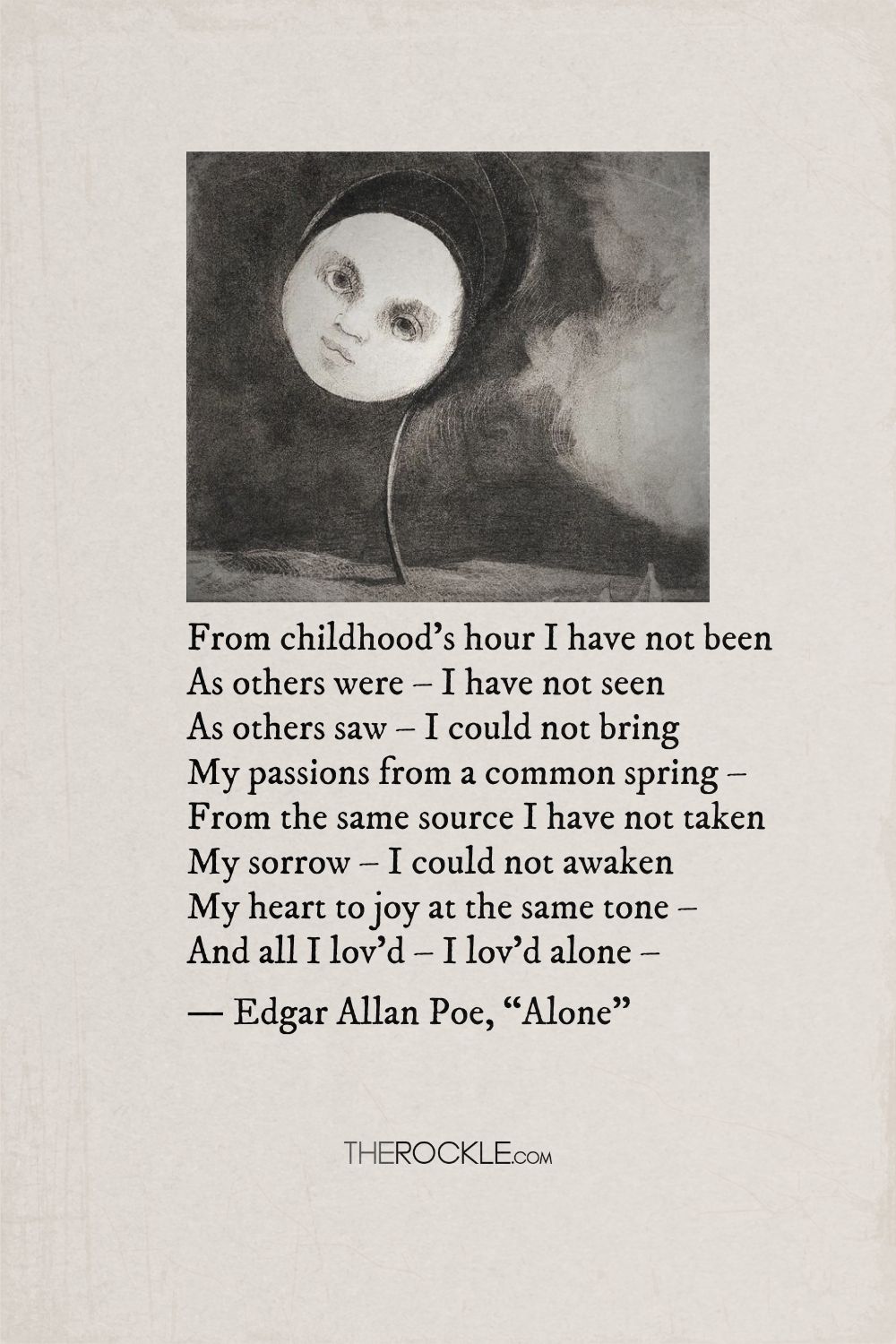 Edgar Allan Poe's quote from the poem Alone