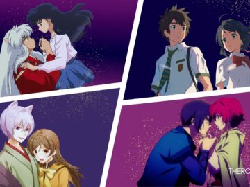 A collage of couples from fantasy romance anime