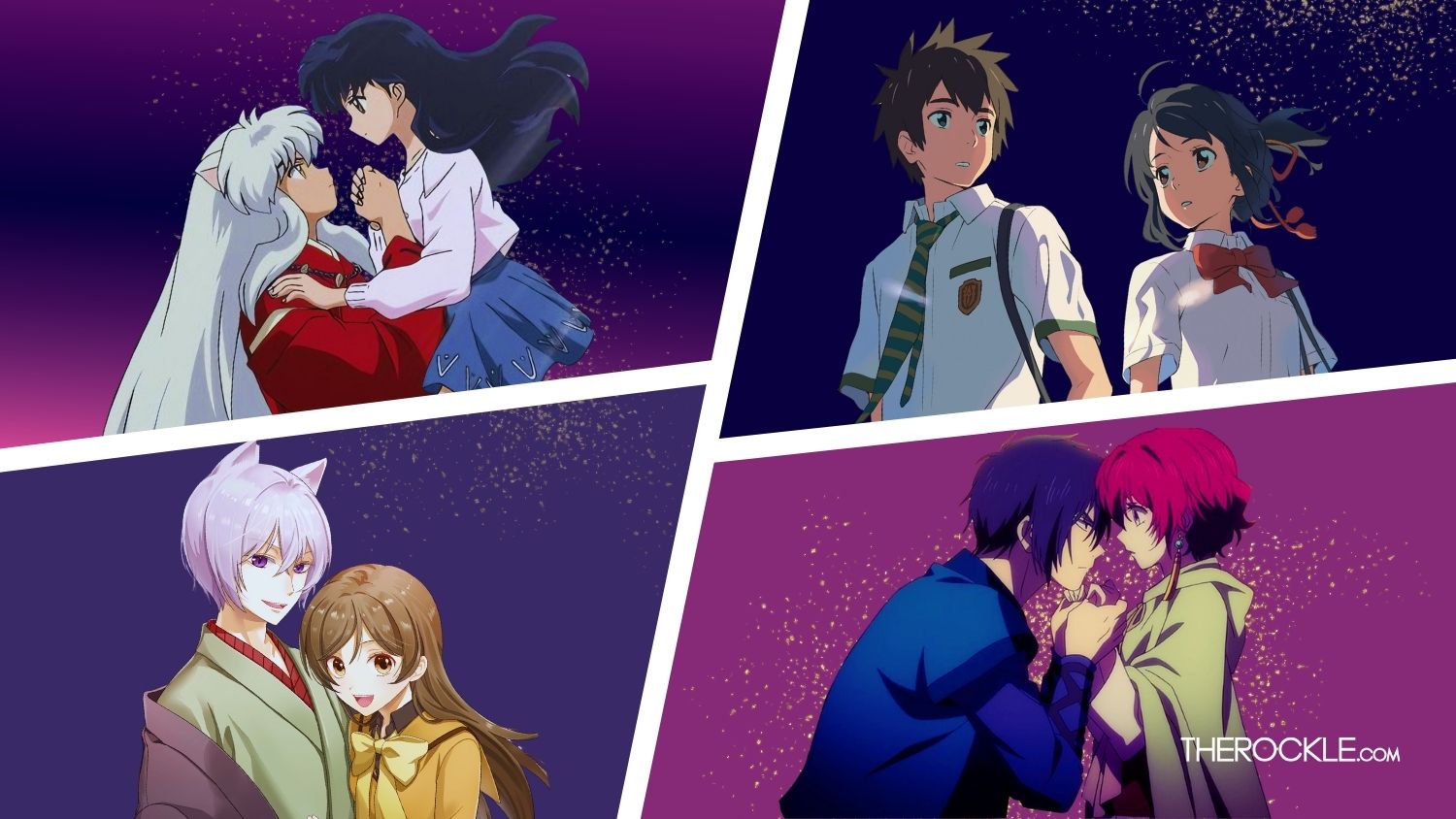 A collage of couples from fantasy romance anime