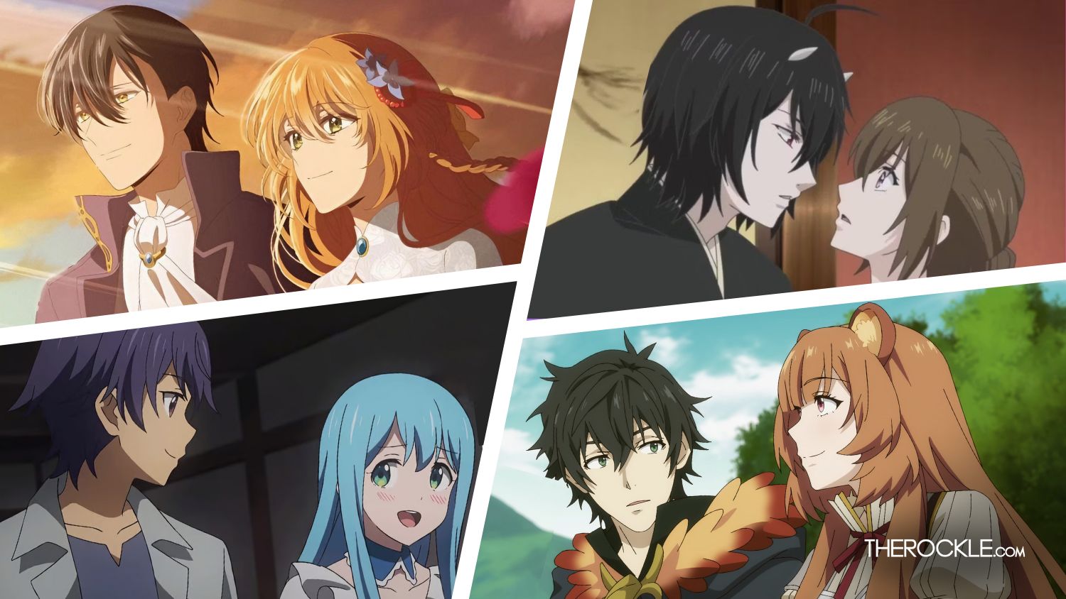 A collage of couples from Isekai romance anime