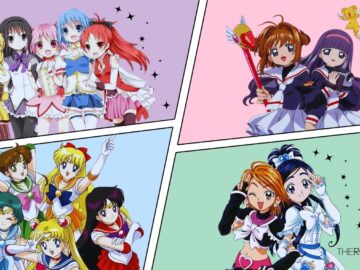 A collage of protagonists from magical girl anime
